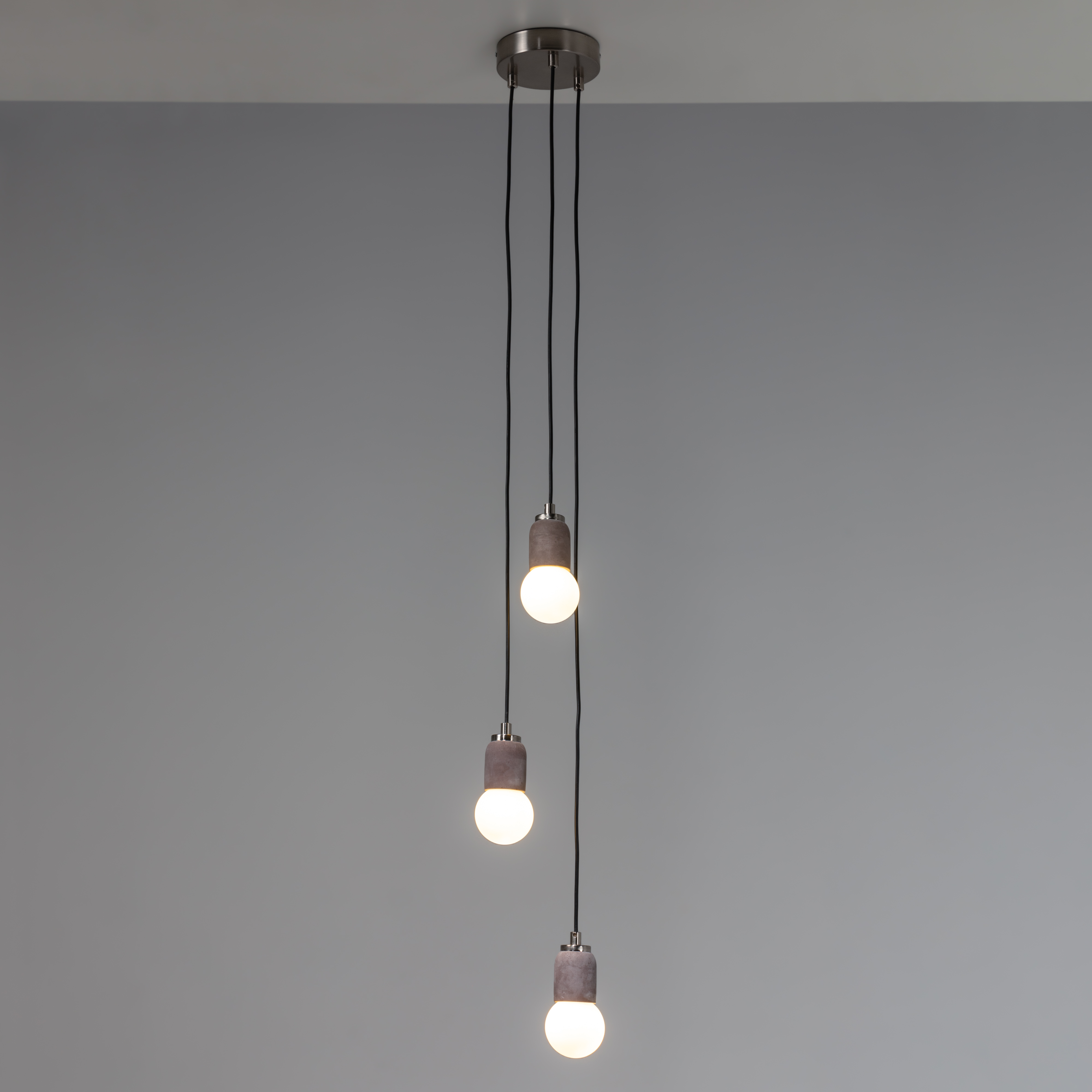 Brown Cylinder Concrete 3 Suspended Lightings